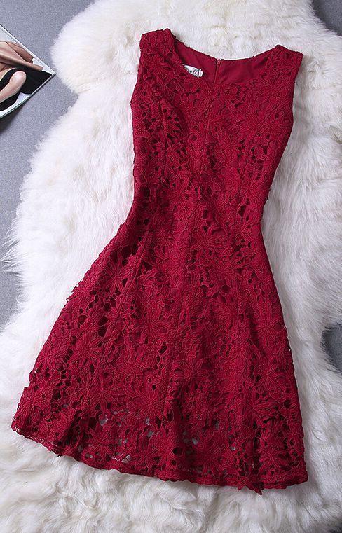 Elegant Homecoming Dresses Lace Adriana Sleeveless Dress Burgundy CD616