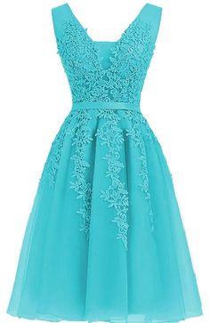 Elegant Homecoming Dresses Lesly Appliques Blue Tulle CD6588
