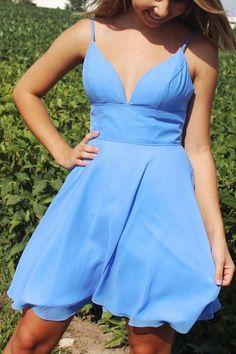 Simple Homecoming Dresses Chiffon Kayla Blue Short CD6671