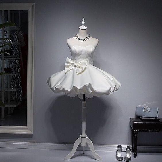 Cocktail Homecoming Dresses Layla White Short Mini Party Dress Ball Gowns Party Dress Bow Dress CD7059