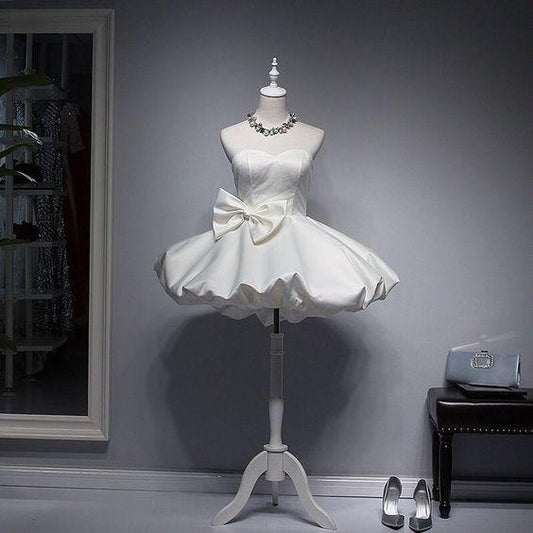 Cocktail Homecoming Dresses Layla White Short Mini Party Dress Ball Gowns Party Dress Bow Dress CD7059