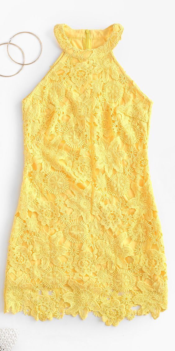 Beryl Lace Homecoming Dresses Yellow CD7384