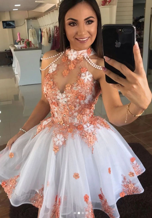 CUTE TULLE Mackenzie Homecoming Dresses LACE SHORT LACE COCKTAIL DRESS CD7861