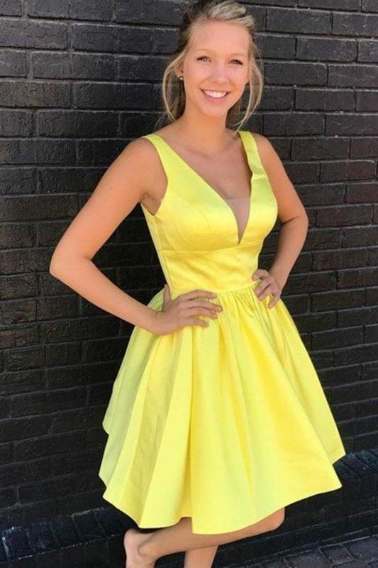 Homecoming Dresses Taniya Satin Yellow CD8347