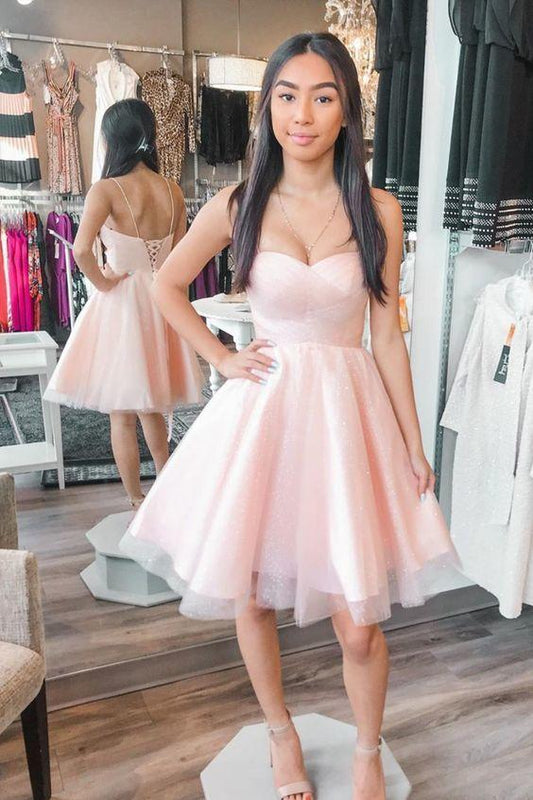 Straps Short Marin Homecoming Dresses Pink CD8788