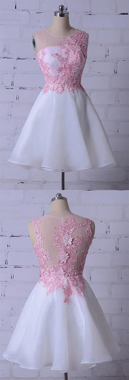 Beautiful Cute Round Neck Cadence Cocktail Homecoming Dresses Lace Sleeveless Appliques Dress CD934