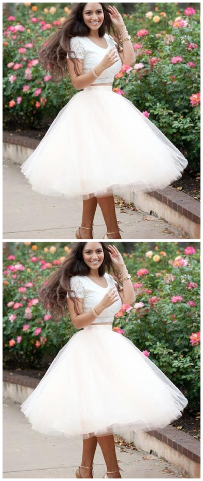 Custom Made Morden Short Dresses For Arielle Two Pieces Homecoming Dresses Ivory Cheap Dresses CD939