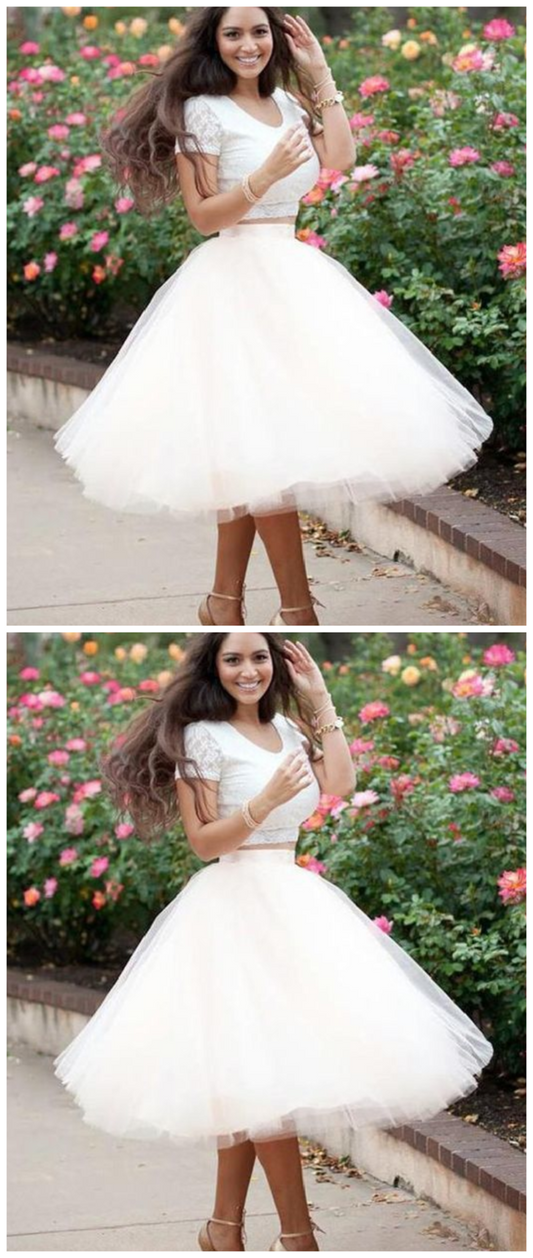 Custom Made Morden Short Dresses For Arielle Two Pieces Homecoming Dresses Ivory Cheap Dresses CD939