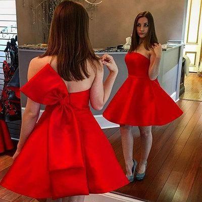 Red Short Strapless Homecoming Dresses Jeanie CD9394