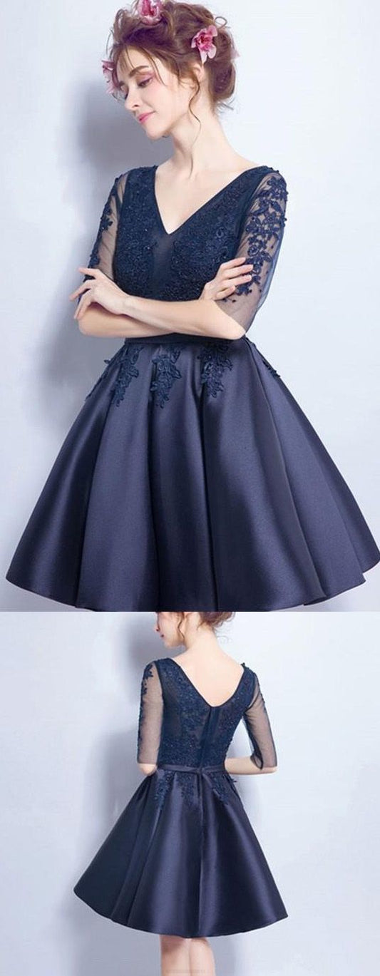 A-Line Navy A-Line Kadence Homecoming Dresses Princess CD9628