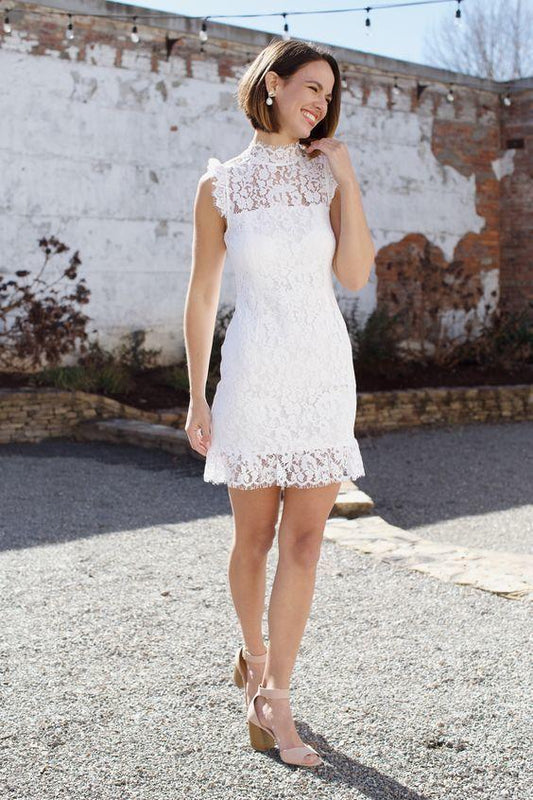 White Charming Homecoming Dresses Lace Nia Short CD9959