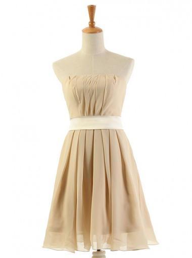 Latest A-line Strapless Knee-Length Chiffon Bridesmaid Dresses RS479