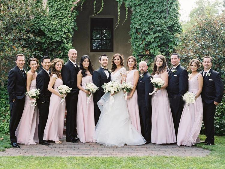 Simple Pink Mismatched A-Line Bridesmaid Dresses, Elegant Chiffon Bridesmaid Dress SRS15397