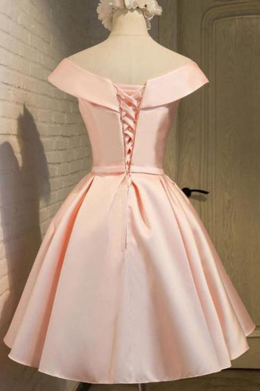 2024 Off The Shoulder A Line Homecoming Dresses Satin With Sash