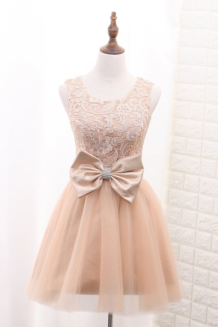 2024 Tulle & Lace Homecoming Dresses Scoop A Line With Sash