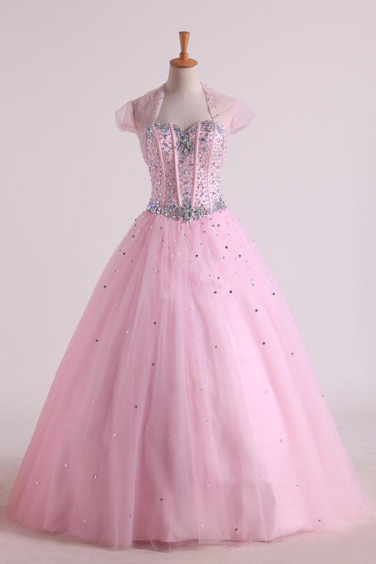 2024 Sweetheart Beaded Bodice Quinceanera Dresse Tulle Floor Length