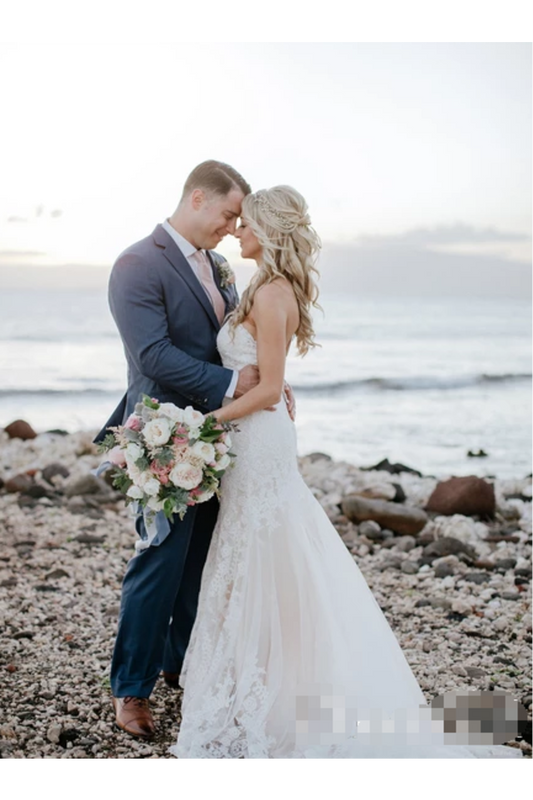 Sexy Sweetheart Mermaid Lace Wedding Dresses Court Train SRSPP9625B7