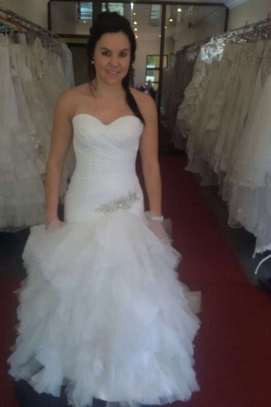 2024 Mermaid Wedding Dresses Sweetheart Tulle With Beading & Ruffles