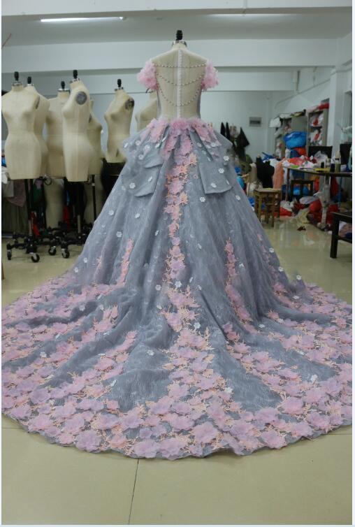 Princess Pretty Light Blue Ball Gown Long Backless Quinceanera Wedding SRS13287