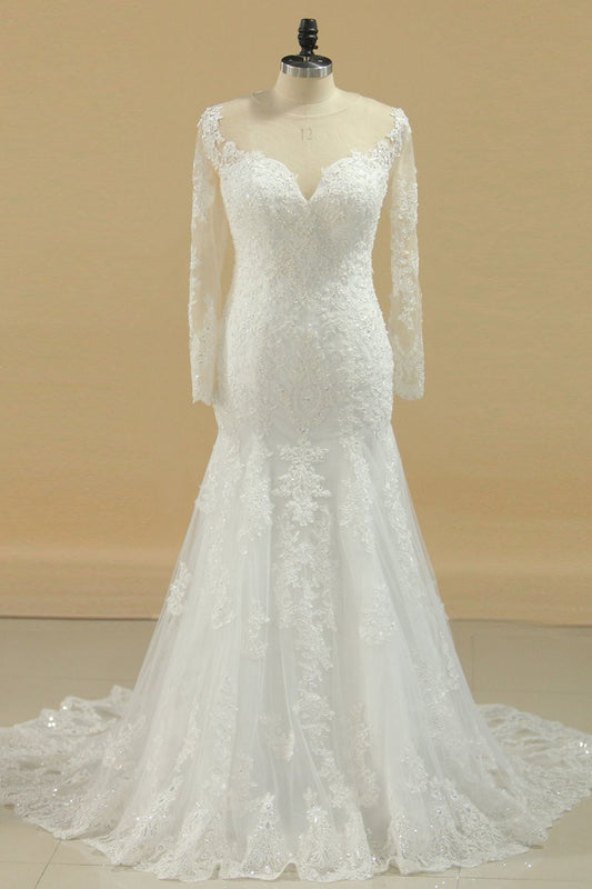2024 Hot And New Arrival Short Sleeves Scoop Wedding Dresses A Line Tulle With Applique