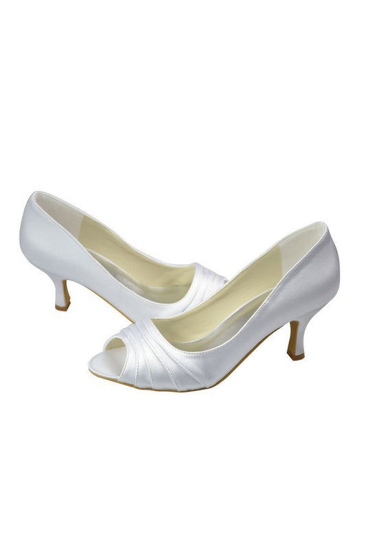Beautiful White Peep Toe High Heel Handmade Comfy Wedding SRS11184