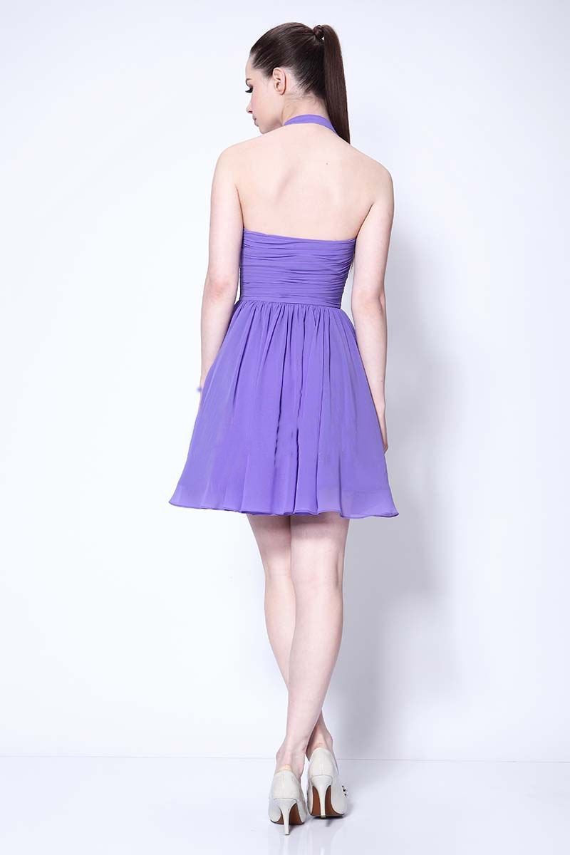 Lovely Halter Neckline Short Chiffon Cute Mini Homecoming Dress Graduation Dress RS124