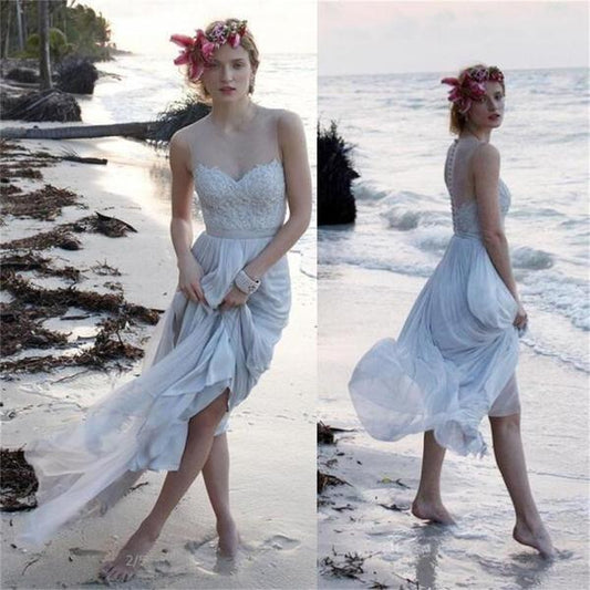 2024 Beach Unique New Design Beautiful Chiffon Wedding Dress Evening Prom Dress