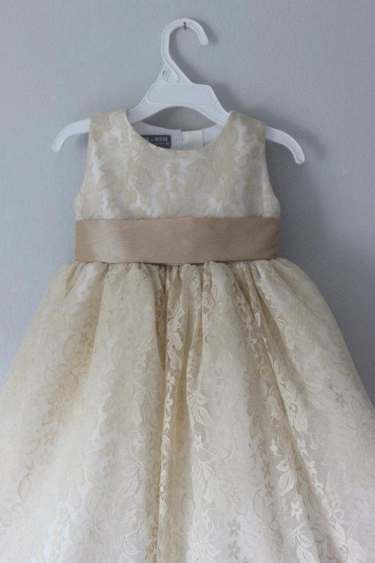 Princess A Line Lace Scoop with Bow Cheap Rustic Flower Girl Dresses RS100