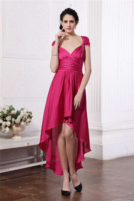 Sheath/Column Pleats Homecoming Dresses Winnie Chiffon Cocktail High Low Straps Damask Dresses