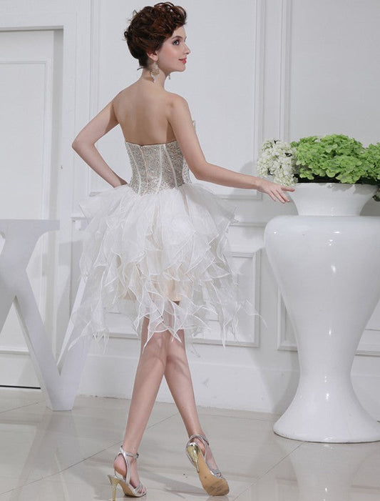A-Line/Princess Beading Sweetheart Sleeveless Homecoming Dresses Nyla Cocktail Short Organza Dresses