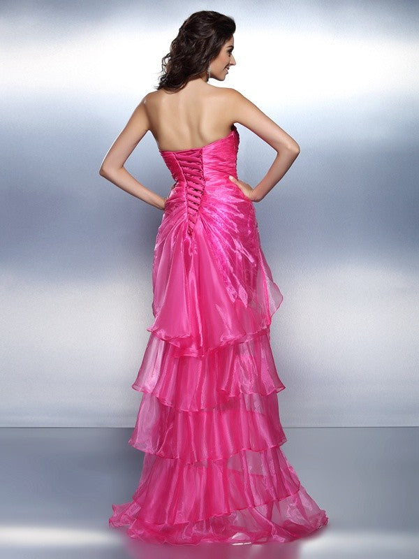 Sheath/Column Sweetheart Beading Sleeveless High Cocktail Homecoming Dresses Taylor Low Organza Dresses