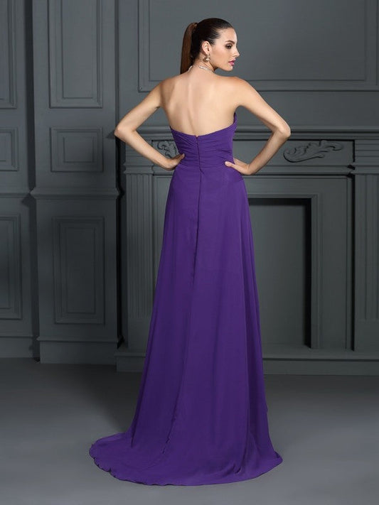 A-Line/Princess Strapless Pleats Homecoming Dresses Kylee Cocktail Chiffon Sleeveless High Low Dresses
