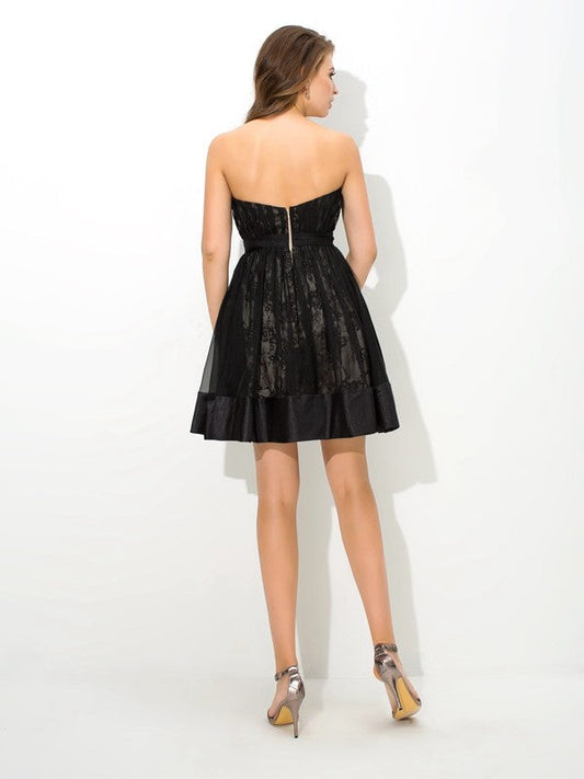 A-Line/Princess Sweetheart Homecoming Dresses Cocktail Lace Toni Chiffon Sleeveless Short Dresses