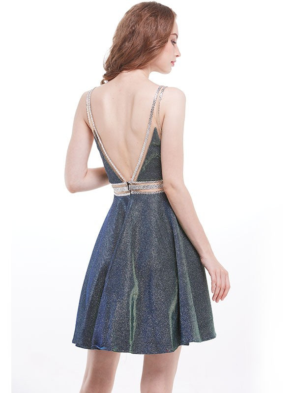 A-Line/Princess V-Neck Sequins Beading Sleeveless Marie Homecoming Dresses Short/Mini Dresses