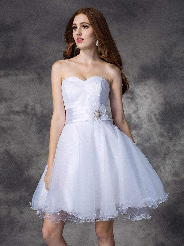 A-Line/Princess Sweetheart Ruffles Sleeveless Danika Homecoming Dresses Short Organza Dresses