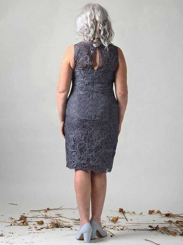 Tanya Sheath/Column Chiffon Lace Scoop Sleeveless Knee-Length Mother of the Bride Dresses DSP0020446