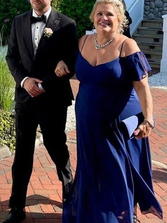 Tabitha A-Line/Princess Chiffon V-neck Short Sleeves Floor-Length Plus Size Mother of the Bride Dresses DSP0020451