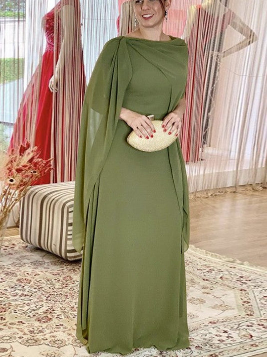 Aryanna Sheath/Column Chiffon Ruched Scoop Sleeveless Floor-Length Mother of the Bride Dresses DSP0020282