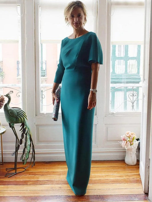 Luna Sheath/Column Silk like Satin Scoop Short Sleeves Floor-Length Mother of the Bride Dresses DSP0020286