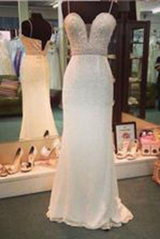 Prom Dresses Sexy Mermaid Spaghetti Strap Crystal Floor Length Formal Occasion Dress RS707