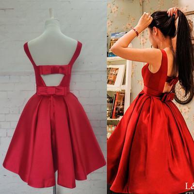 Red Homecoming Dresses Satin Homecoming Dress Party Dress Prom Gown Sweet 16 Dress RS890