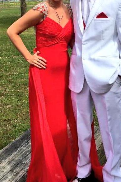 Red Beading Real Made Prom Dresses Long Evening Dresses Prom Dresses On Sale L17