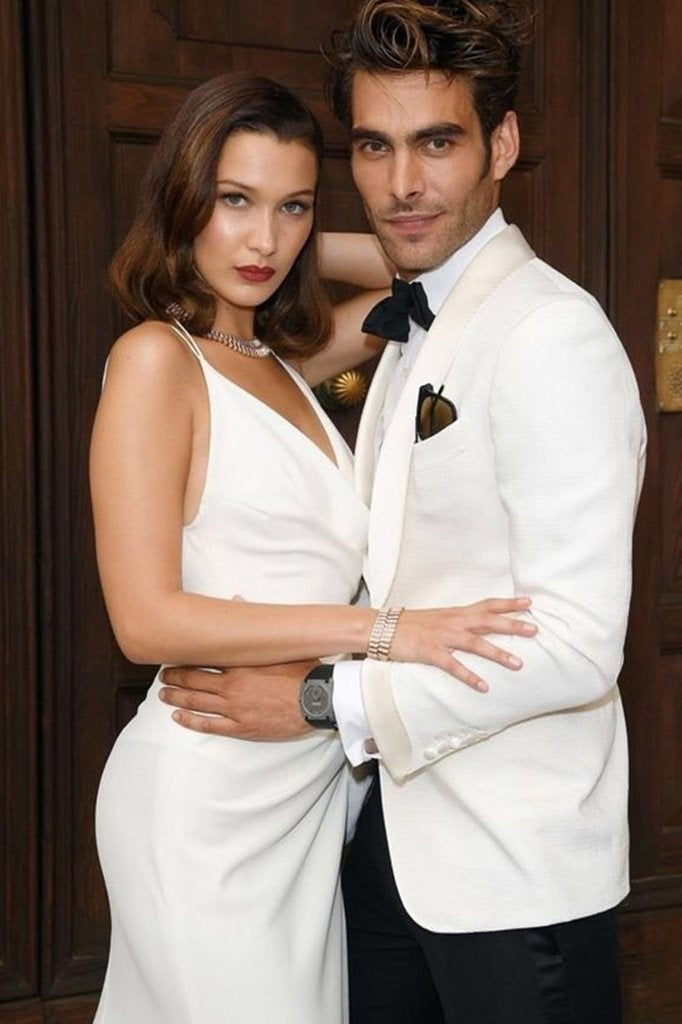 Sexy White V-Neck Backless Mermaid Spaghetti Straps with Slit Ruffles Prom Dresses RS411