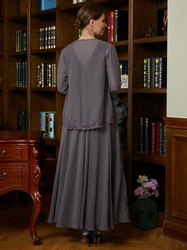 Aspen A-Line/Princess Chiffon Applique V-neck Sleeveless Ankle-Length Mother of the Bride Dresses DSP0020365