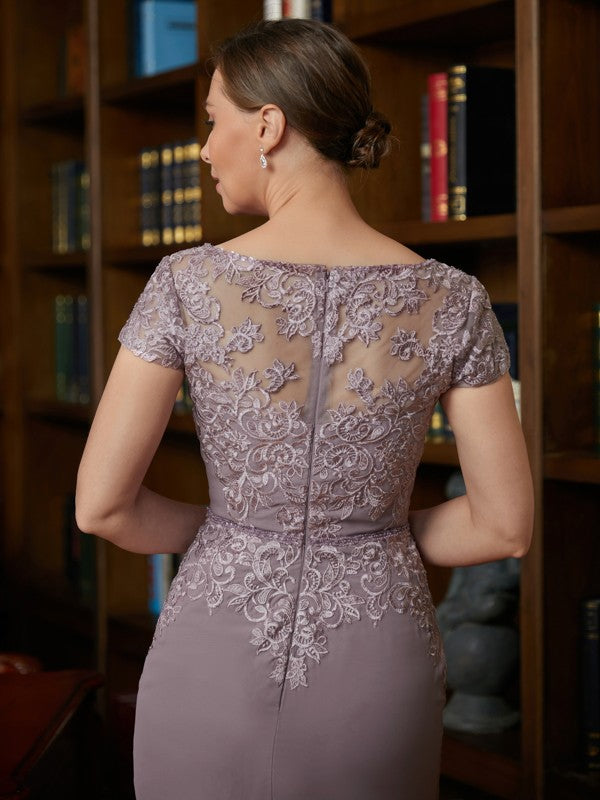 Catalina Sheath/Column Chiffon Lace Scoop Short Sleeves Knee-Length Mother of the Bride Dresses DSP0020316