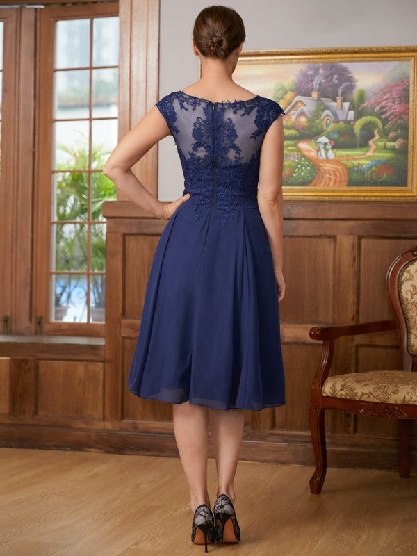Yamilet A-Line/Princess Chiffon Lace Scoop Sleeveless Knee-Length Mother of the Bride Dresses DSP0020368