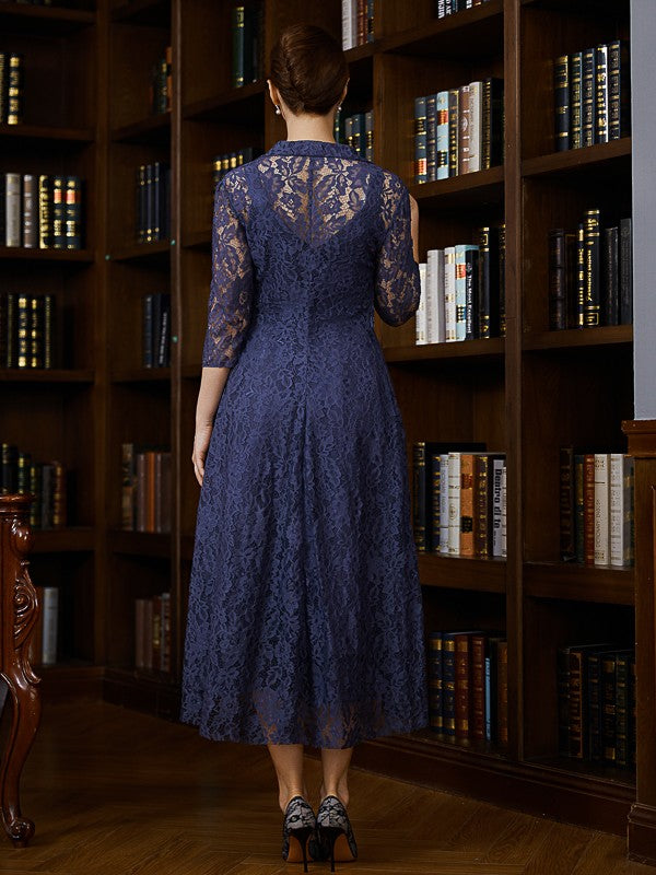Camille A-Line/Princess Chiffon Ruched V-neck Sleeveless Tea-Length Mother of the Bride Dresses DSP0020277