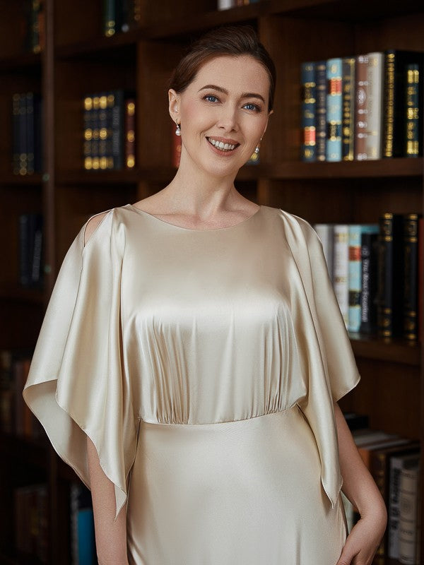 Ariana A-Line/Princess Silk like Satin Ruched Scoop 1/2 Sleeves Ankle-Length Mother of the Bride Dresses DSP0020243