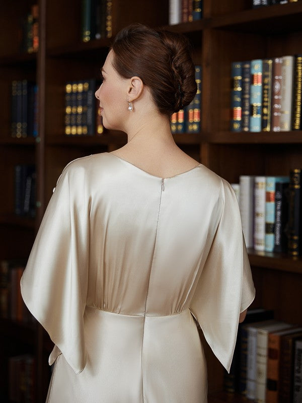 Ariana A-Line/Princess Silk like Satin Ruched Scoop 1/2 Sleeves Ankle-Length Mother of the Bride Dresses DSP0020243