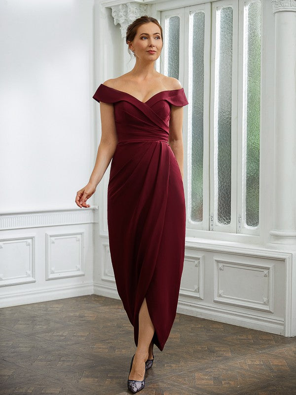 Leanna Sheath/Column Stretch Crepe Ruched Off-the-Shoulder Sleeveless Floor-Length Mother of the Bride Dresses DSP0020245